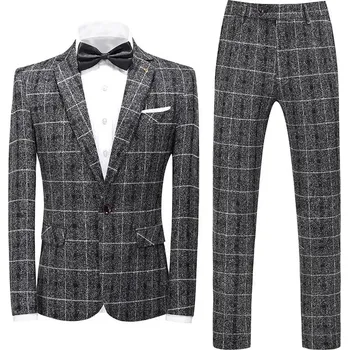 Best Fashion Pánský lněný oblek pro letní společenské akce Velikost: S, Barva (Varianta): Black - 2-piece set