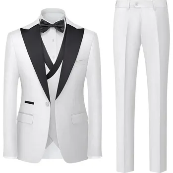 Best Fashion Pánský elegantní třídílný oblek pro svatby Velikost: XL, Barva (Varianta): Bílá