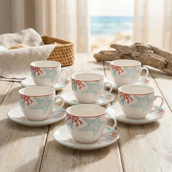 TOGNANA Alyssa 270 ml 6 ks. - porcelánové šálky na kávu a čaj s podšálky