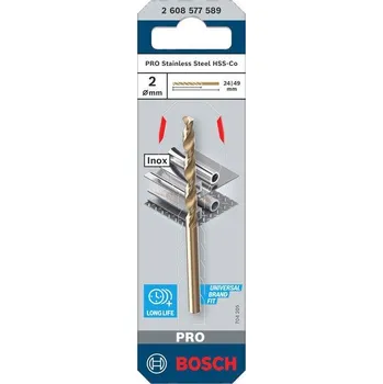 Vrták Bosch Vrták do kovu PRO Stainless Steel HSS-Co, 2 × 24 × 49 mm Professional (2608577589)
