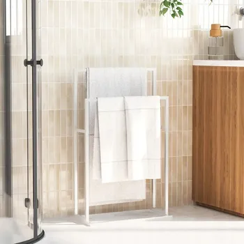 Držák na ručník Volně stojící věšák na ručníky, bílý, 48x24x78,5 cm, železný