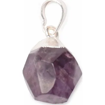 Drahý kámen Ametyst broušený přívěsek tvar kapka barva stříbra cca 2 cm