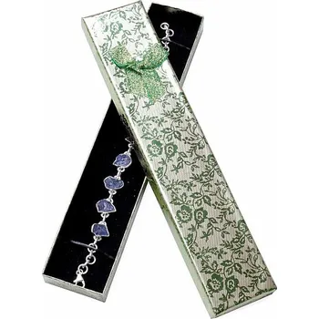 Dárková krabička Papírová dárková krabička zlatozelená na náramky 4,3 x 21,5 cm 21,5 x 4,3 x 2,4 cm