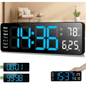 Hodiny LED ELEKTRONICKÉ HODINY S BUDÍKEM NA ZEĎ, VLHKOMĚR, TEPLOMĚR, UKAZATEL DNE V TÝDNU + USB KABEL