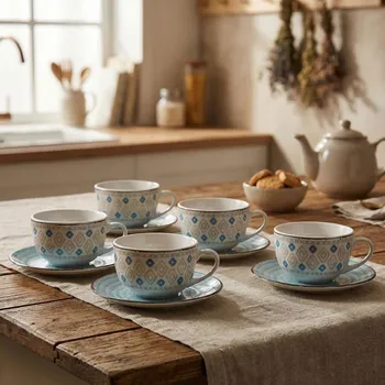 TOGNANA Casablanca 90 ml 6 ks. - porcelánové espresso šálky s podšálky