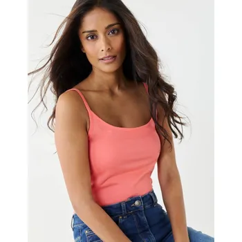 Top s úzkými ramínky, z bio bavlny korálová 52