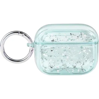 Pouzdro na mobilní telefon Transparentní obal se třpytkami pro AirPods Pro 2 - modrý