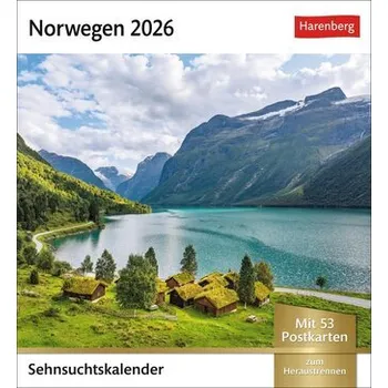 Cestování Norwegen Sehnsuchtskalender 2026 - Wochenkalender mit 53 Postkarten - Haasmann, Robert