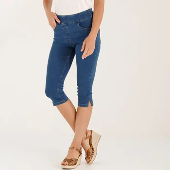 Dámské legíny Strečové úzké 3/4 džegíny modrá 42