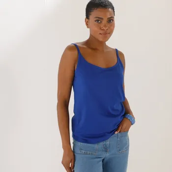 Top s úzkými ramínky, z bio bavlny tmavě modrá 54