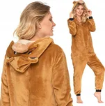 Overal Moraj hnědé pyžamo XXL s kapucí se zvířecím motivem polyester
