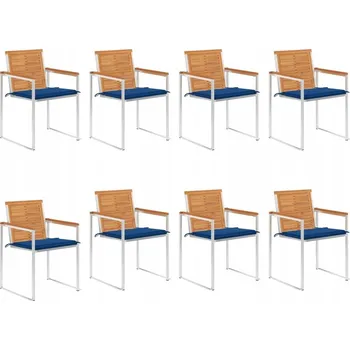 VidaXL Zahradní židle s polštáři, ks 8 kusů, masivní akáciové dřevo