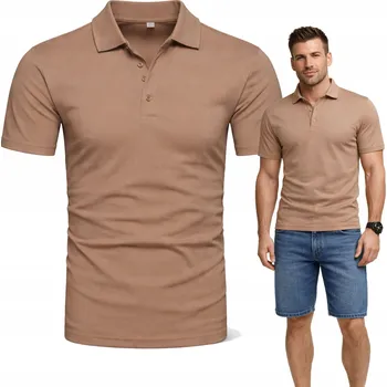 Pánská móda Pánská polokošile na knoflíky béžové - XL