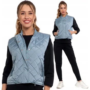 Dámská vesta KRÁTKÁ PROŠÍVANÁ DÁMSKÁ VESTA MORAJ ZELENÁ ELEGANTNÍ PŘECHODNÁ XL