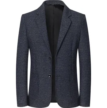 Best Fashion Pánské kostkované sako pro business styl Barva: Tmavě Modrá, Velikost: S