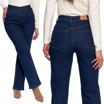 Dámské džíny DÁMSKÉ DŽÍNY Moraj Džínové Kalhoty s Vysokým Pasem a Širokými Nohavicemi - S