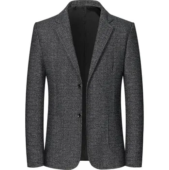 Best Fashion Pánské kostkované sako pro business styl Barva: Šedá, Velikost: XS