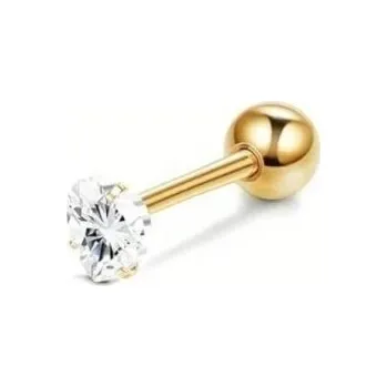 Piercing Zlatý piercing srdce 4 mm z chirurgické nerezové oceli Jemný diamantový kamínek Elegantní minimalistický šperk