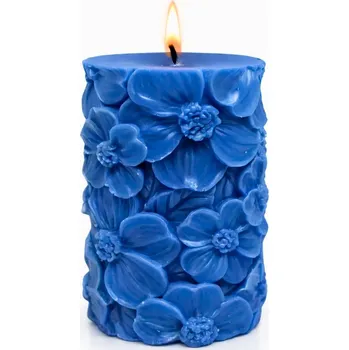 Svíčka Svíčkománie3D Sloup z květin 205 g Modrá