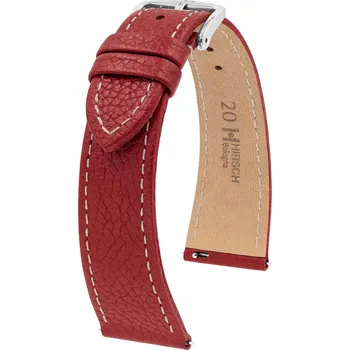 Řemínek na hodinky Kožený řemínek Hirsch Bologna 01802160-2, červený, teletina, Quick Release - 18 mm