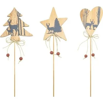 Vánoční ozdoba Ozdoba dřevěná s potiskem 8 cm + špejle