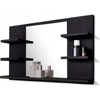 Zrcadlo KOUPELNOVÉ ZRCADLO S POLICEMI 80x50 cm, OBDÉLNÍKOVÉ NÁSTĚNNÉ ZRCADLO - ČERNÉ