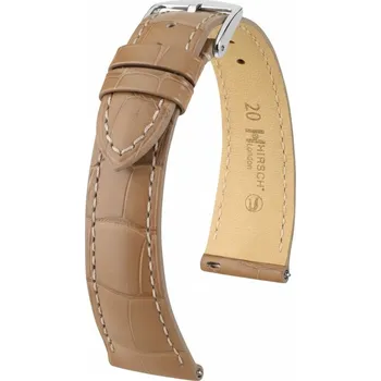 Řemínek na hodinky Kožený řemínek Hirsch London L 04207099-2, béžový, aligátoří kůže, délka L, Quick Release