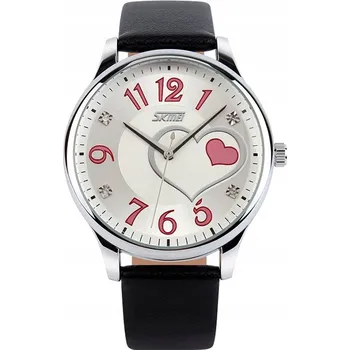 Hodinky Dámské hodinky - SKMEI kožený řemínek se srdíčkem
