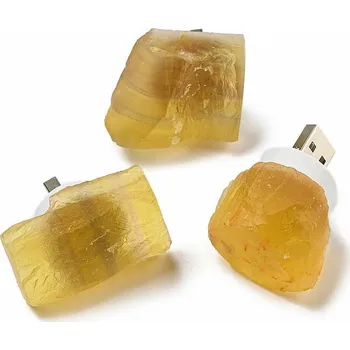 Solná lampa Fluoritová USB lampička žlutá cca 3 - 4,5 x 2,5 - 4 cm