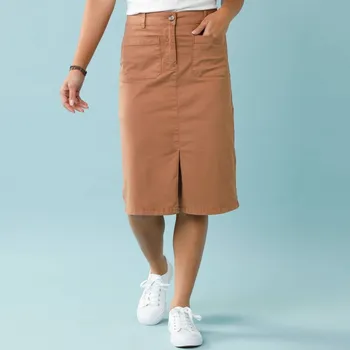 Dámská sukně Polodlouhá sukně pro malou postavu karamelová 40