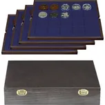 Dřevěná kazeta CARUS pro 80 mincí do Ø 47 mm Lindner Barva sametu: Modrá