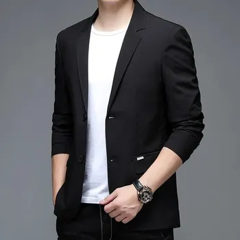 Best Fashion Pánské lehké společenské sako pro business styl Barva: Černá, Velikost: S