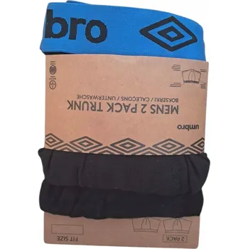 Umbro Pánské boxerky slipy bavlněné 2 ks 2balení černé modrá guma XL
