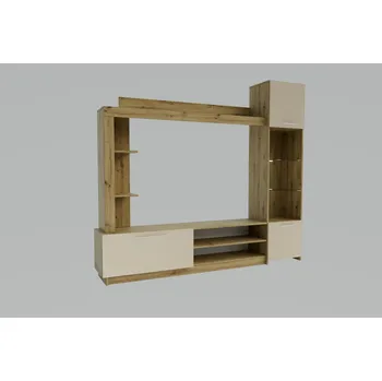 Obývací stěna DELUXE obývací sestava, satin / dub Artisan