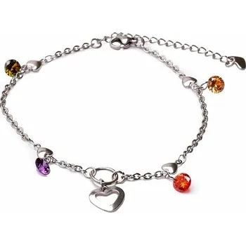 Náramek Náramek z nerezové oceli barvy stříbra s broušenými skleněnými krystaly 27,5 cm obvod cca 21,5 až 27,5 cm