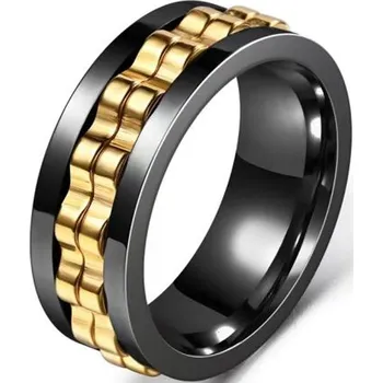 Prsten Černo-zlatý Antistresový Prstýnek Proti Úzkosti, Chirurgická Ocel - Proti Stresu