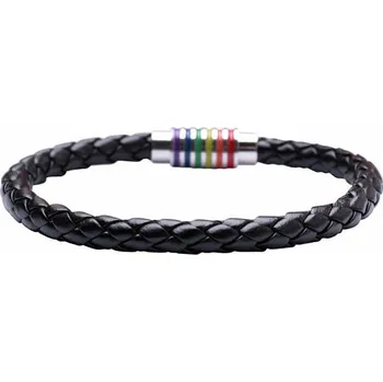 Náramek Pánský černý kožený pletený náramek Čakry obvod cca 20,5 cm