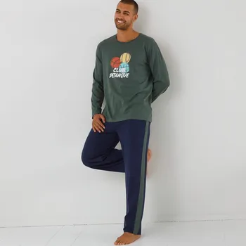 Pánské pyžamo Pyžamo s kalhotami a potiskem pétanque zelená/nám. modrá 77/86