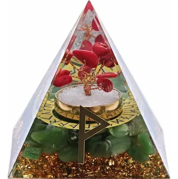 Orgonit pyramida s jadeitem Runa Wunjo 6 x 6 x 6,2 cm
