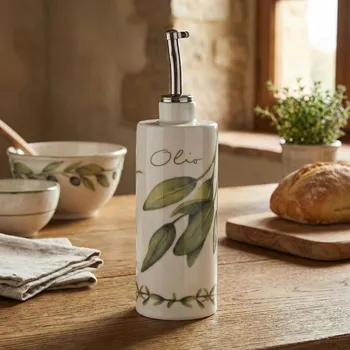 Nádoba na olej a ocet LA PORCELLANA BIANCA COLTIVIA 250 ml - porcelánová láhev na olej s korkovou zátkou, bílá