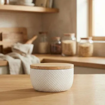 Dóza na potraviny Kameninová dóza na vatové tyčinky a kosmetické tamponky KLEINE WOLKE Dotty