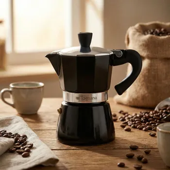 Moka konvice TOGNANA Coffee Star Black pro 6 šálků espressa (6 tz) černá - hliníkový tlakový kávovar