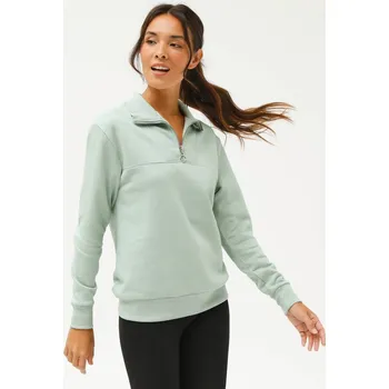 Dámská mikina Mikina z česaného moltonu se stojáčkem na zip zelená světlá 34/36