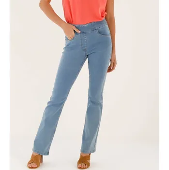 Dámské legíny Strečové bootcut džegíny, pro vysokou postavu sepraná modrá 50