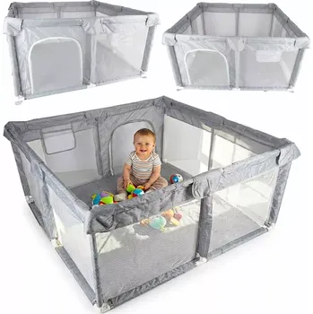 Dětská ohrádka KIK Skládací dětská ohrádka 120 × 120 cm šedá / bílá