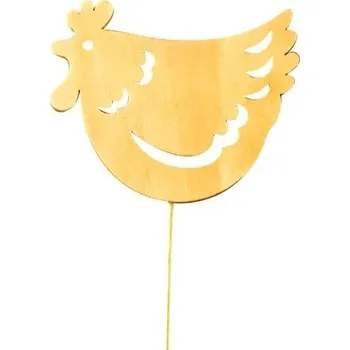 Velikonoční dekorace Dřevěná slepička 8 cm žlutá + drátek [A]