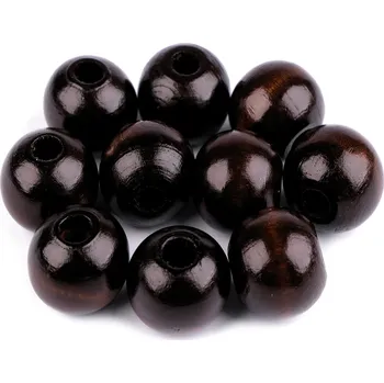 Dřevěné korálky Ø22-25 mm, velké, 6 (Ø22-25 mm) hnědá kávová