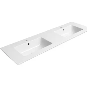 Umyvadlo GSI PURA keramické dvojumyvadlo Slim 142x46cm, bílá ExtraGlaze