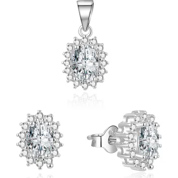 Souprava šperků Stříbrná souprava šperků se zirkony AGSET159 (přívěsek, náušnice) Beneto