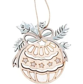 Vánoční dekorace Rolnička dřevěná na zavěšení 5 x 5,5 x 0,5 cm, 2 ks v sáčku [A]